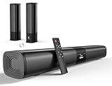 Saiyin Soundbar for TV, Sound Bar with Optical/ARC/AUX and Bluetooth 5.3 Inputs, 50W Peak Power, Surround Sound System with Flexible Placement Options,Wall Mountable