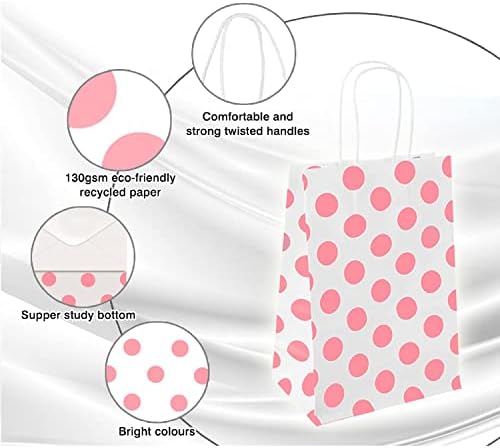 OWill 10 Pcs Gift Bags,10 Colors Small Gift Bags for Presents with 21 Stickers,Small Rainbow Polka Dot Party Paper Gift Bags with Handles for Women Party Wedding Birthday and Daily Use - 210x150x80mm
