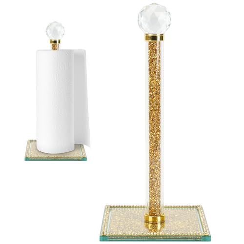 Hebaogugu Porte-rouleau de papier cristal – Support autoportant argenté pour salon, cuisine, salle de bain (doré)