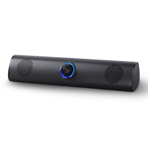 Defender Z11 PC Soundbar Lautsprecher 2.0 Monitor Soundbar mit 6W RMS Stereo Sound LED Lautstärkeregler USB Powered Computer Speaker 3 5 mm Klinke für PC Laptop und Gaming Setup (Schwarz)