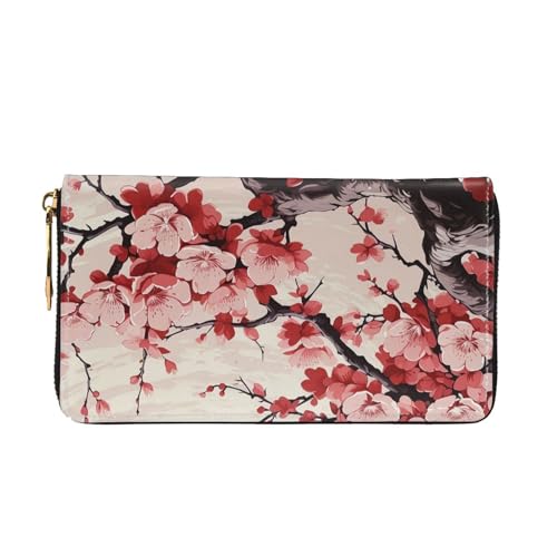 Japanese Floral Cherry Blossom Women's Wallet Large Capacity Credit Card Holder Zip Phone Clutch Ladies Travel Purse2