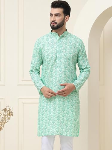 Image of SOJANYA (Since 1958 Men's Silk Blend Kurta with Multi Color Embroidery