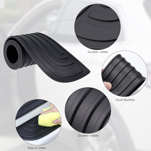 Zocipro Stoßstangenschutz aus Gummi,104cm x 9cm Schwellerschutz für den Kofferraum,Kratzfest und Abriebfest, Selbstklebender Heckstoßstangenschutz, Autozubehör für die Meisten Autos, SUVs (Schwarz)