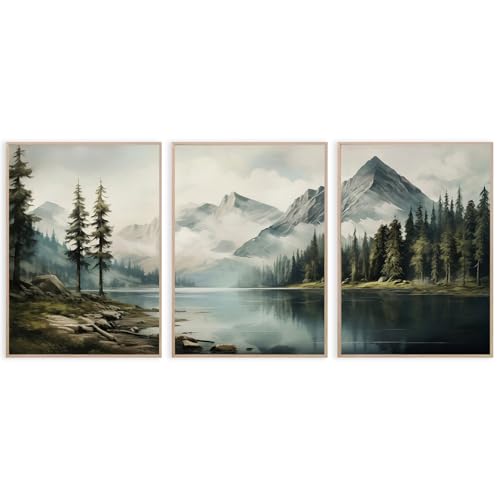 Set Of 3 Nature Landscape Wall Decor Nature Lake Picture 12x16Inch Unframed