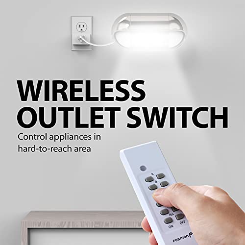 Fosmon Wireless Remote Control Electrical Outlet Switch (5 Pack + 2 Remotes) -Etl Listed, (15A, 125V 1800W) Remote Light Switch Outlet Plug For Lamp, Lights, Fans, Household Appliances, Expandable #TOP2