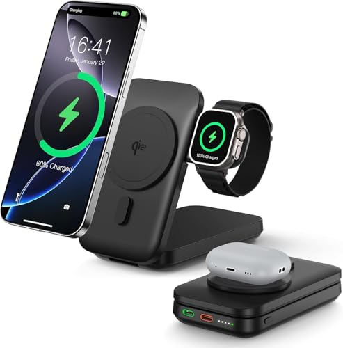 Power Bank para Magsafe, 10000mAh Bateria Externa Inalambrica Powerbank Magnetico Bateria Portatil Carga Rapida Cargador Inalambrico Batería Portátil Compatible con Apple Watch, iPhone 16/15/14/13/12