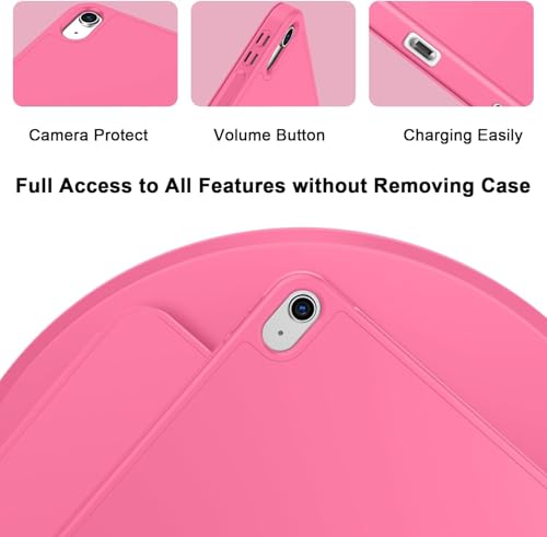 Image of MOCA iPad 11th Gen A16 / 10th Gen 10.9 Case (2025 /2022), Auto Sleep /Wake Cover, Pencil Holder, Soft TPU Back, Shockproof Rugged Slim Tri-Fold Stand Case (Watermelon -Red)
