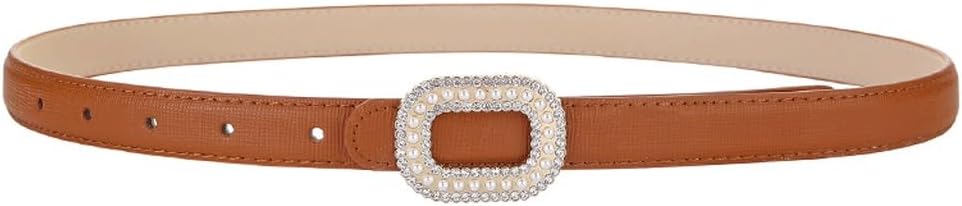 HBJWOV Dress Belt Women's Decoration Cowhide Small Belt Hundred Matching Skirts Waist Cinching Jeans Belt(Orange)