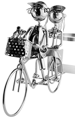 Porte-bouteille de vin décoratif couple à vélo pour table et salon