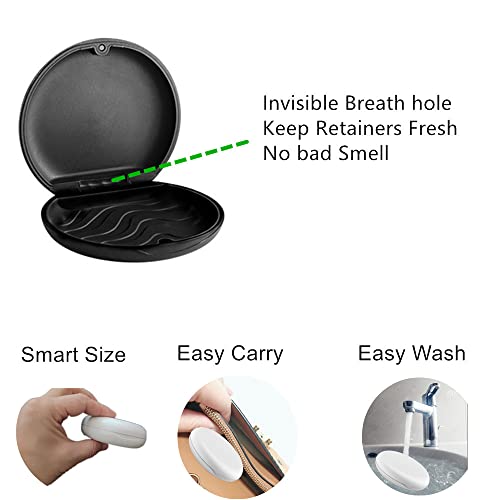 Dental Slim Oral Care Teeth Tooth Invisible Orthodontic Appliance Aligner Retainer Braces Storage Box Organizer Container Case (Black) - Thumbnail 3