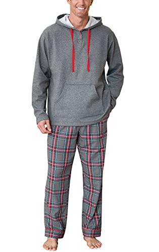 PajamaGram Mens Flannel Pajamas Sets - Pajamas for Men, Hoodie Top