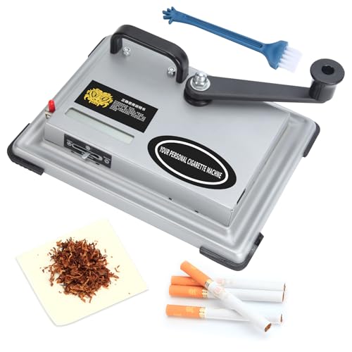 Namiikoo Manual Cigarette Rolling Machine Tobacco Injector for 8mm Diameter Cigarette Tubes, Makes 80-100mm Length Cigarettes, Portable Handheld Cigarette Maker (Silver)