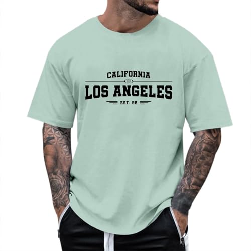 2025 Camiseta Hombre Camiseta Hombres Camiseta Nuevo Hombre Camiseta Oversize Cuello Redondo Manga Corta Suelta Top de Verano Moda con Gráfico Calabeto Vintage Impreso Street Wear Cuervo, Verde claro