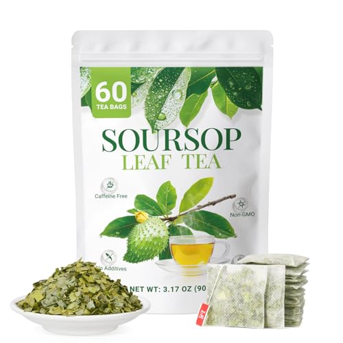 Premium 60 Soursop Tea Bags - 100% Pure Soursop Leaf | Graviola Leaf Tea, Guanabana Tea | Caffeine Free - No Additives & Non-GMO | Plant-Based Tea Bags