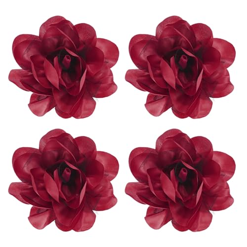 Image of M METERXITY Large Women's Brooches Lapel Pin, Lapel Pins Dainty Satin Fabric Big Camellia Flower Hair Clip Dancer Pin Up for Hats /Parties /Clothes /Jewelry