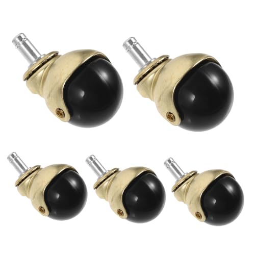 Veemoon 5 pièces Lot de Roulettes Dorées pour Chaises de Bureau et Meubles Compactes Faciles à Installer PP et Acier Inoxydable pour Sols Durs et Tapis