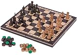 Scacchi + Dama - L - 2 in 1 SQUARE - Scacchi + Dama - L - 36 x 36 cm - Scacchiera in legno