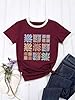 Dresswel Women Let It Be T Shirt Daisy Flower Graphic Print T-Shirt Crew Neck Short Sleeve Tee Tops A-Wine Red #2