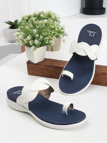 Image of Carlton London Women's Comfort Sandals | Stylish Slip on Flats with Cushioned Soles | Trendy Lightweight Durable & Comfortable Fashion Sandal for Outdoor Use