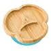 Baby Toddler Divider Plate, Suction Stay Put Feeding Plate, Natural Bamboo Natural (Blue)