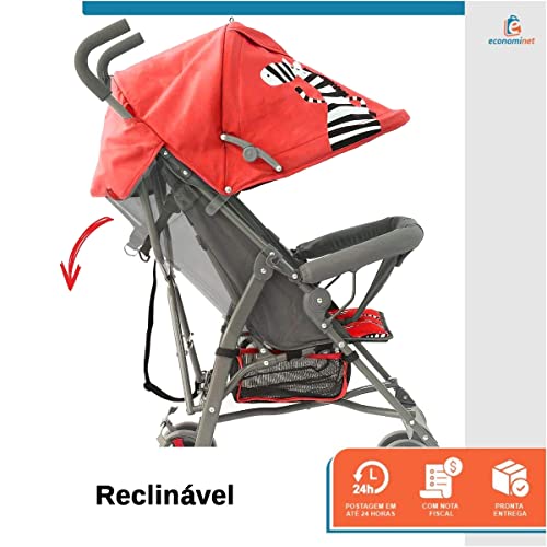 Carrinho Bebê Guarda Chuva 6-36 meses 15kg Zebra Star Baby Cor:Vermelho