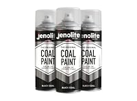 JENOLITE Schwarze Kohlefarbe, 3 x 400 ml, verjüngt künstliche Kohle, Gasbrände, Feuerstellen etc. Matte Oberfläche (geeignet für Temperaturen bis 600 °C)