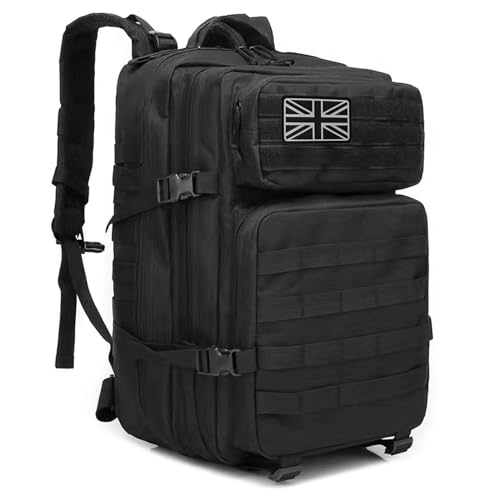 Oreunik Military Backpack 45L Waterproof Tactical Backpack Molle Backpacks Large Back pack for Travelling Outdoor Trekking Camping Hiking Fishing Hunting Gym(Black)