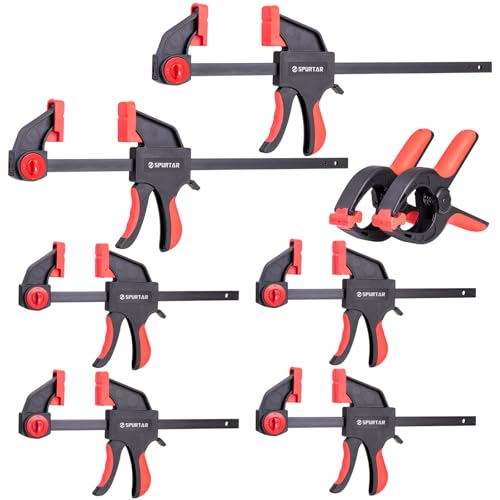 Spurtar 8 Stück Einhandzwinge 150mm und 300mm Schraubzwingen Set mit Einer Hand Schnellspannzwinge Holzklammern für Holz Möbel Metallbearbeitung Handwerk DIY Haushalt Projekte