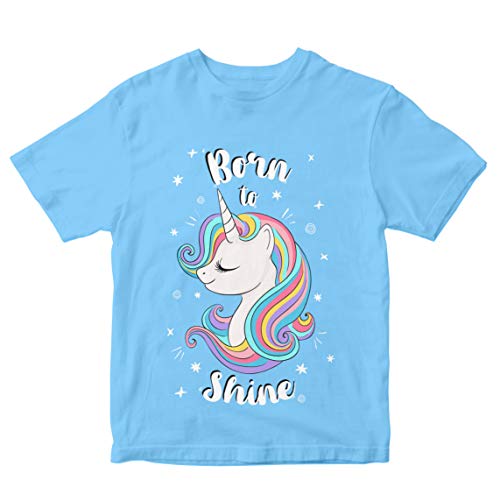 Image of Girls' T-Shirt Born to Shine Unicorn 100% Cotton Girl's T-Shirt Regular Fit