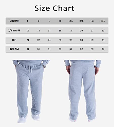 Mens Fleece Sweatpants Open Bottom Joggers Straight Leg Running Casual Loose Fit Athletic Pants with Pockets4