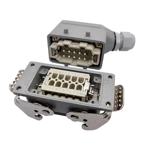 Conector rectangular industrial HDC-HE-010-1 de alta resistencia con bornes a tornillo de 16A 6
