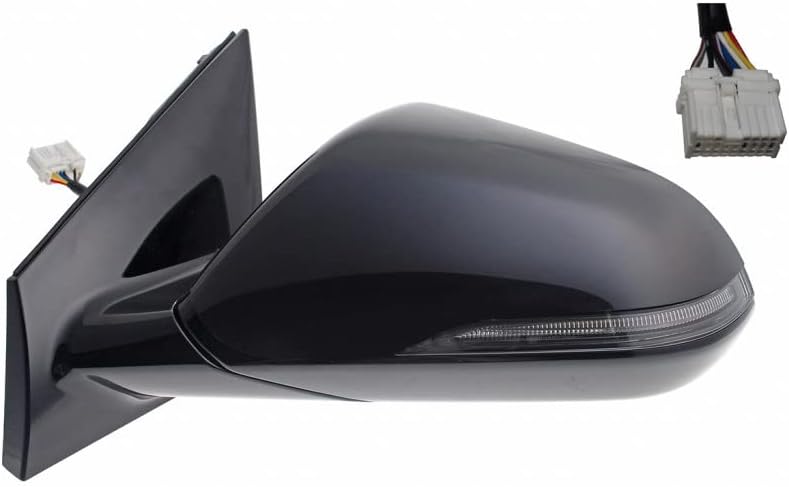 For Hyundai Sonata 2018 2019 Door Mirror Driver Side | Power | Heat | w/Signal | Gloss Black/Paint to Match | Replacement For HY1320239 | 87610-C2560
