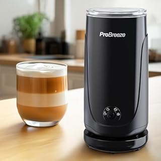 Pro Breeze® Electric Milk Frother, Steamer & Warmer - Automatic Whisk for Hot Chocolate, Iced Frappe - Coffee Gifts for Lovers - Black