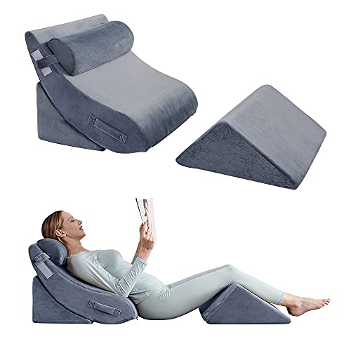 Axelrod Orthopedic Bed Wedge Pillow Set, Post Surgery Foam for Back, Neck and Leg Pain Relief Comfortable & Adjustable Ortho Pillows- Anti Snoring, Heartburn, Acid Reflux & GERD Sleeping Navy