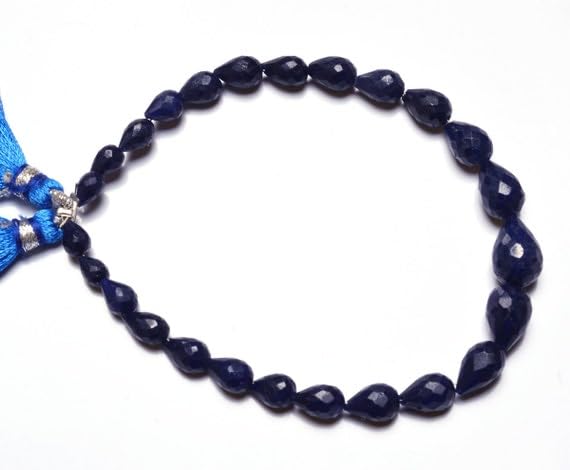 Saphir bleu perles gouttes facettées naturelles 5-11mm fil de 19cm haut de gamme