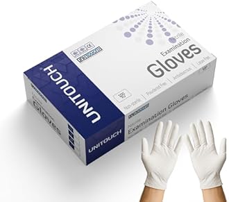 Unitouch Nitrile Powdered Free Examination Gloves Pack of 100 Pcs (White) (M)