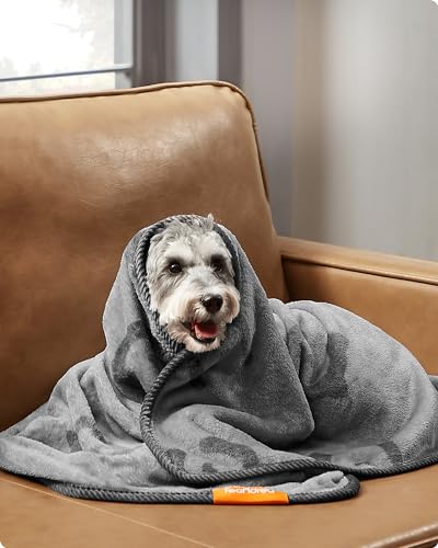 Feandrea Hundedecke, Katzendecke waschbar, 3er Set Haustier-Decke, M, 102 x 73 cm, für Mini- und kleine Hunde, Flanell, Schutzdecke für Sofa, schiefergrau PPB013G01