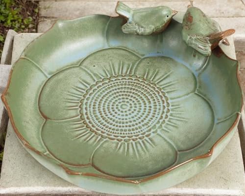 ccsxqy Heavy-Duty Outdoor Garden Decor Dual-Use Water Basin & Feeder for Wild Birds Easy-Clean Glazed Surface