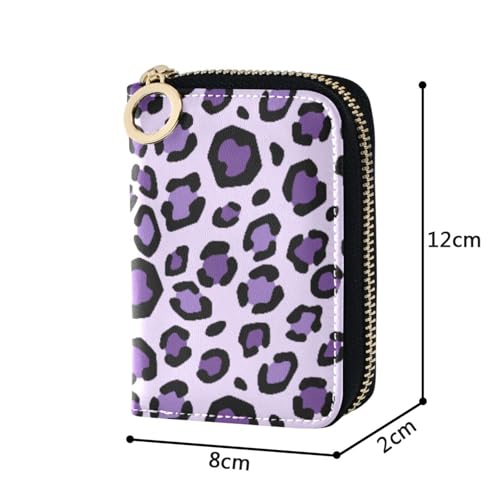 Women's Leopard Credit Card Holder Wallet Leather Zipper Card Case for Ladies Girls 203011712