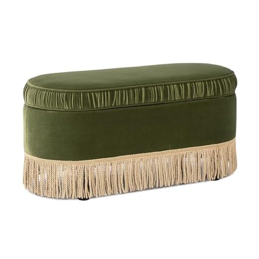 Jennifer Taylor Home Serena 38" Oval Storage Bench Ottoman, Olive Green
