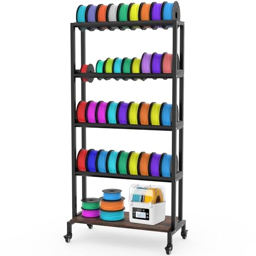 3D Printer Filament Storage Rack, 5-Tier 3D Printing Filament Metal Rack for Filament Spools PLA/ABS/TPU/Nylon, Large Capacity Heavy Duty Filament Spool Holder for 3D Printing Studio, Workshop