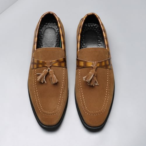 Men's Suede PU Loafers with Tassels – Slip-On Business Dress Shoes for Weddings, Office, Parties & Daily Wear3