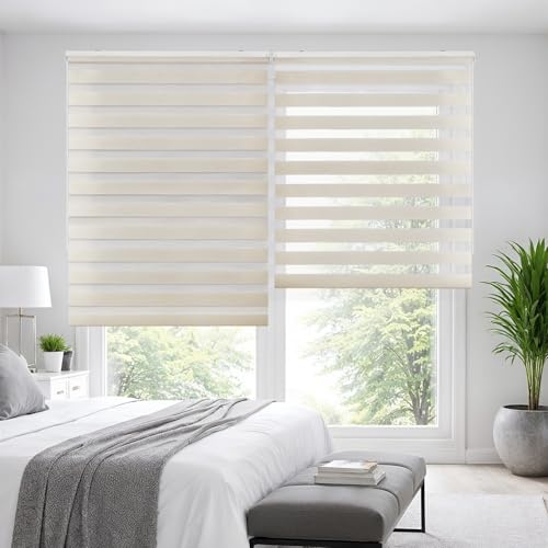 Estores Noche y Día de Calidad con Doble Tejido Elegantes para Ventanas de Interior y Puertas. Elige la privacidad y el Paso de la luz STORESDECO Lino 140 x 180 cm (Ancho x Largo)