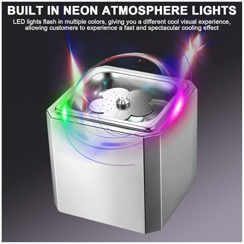 Abbattitore di Vetro Commerciale, Raffreddatore Rapido 6s da Banco, Macchina per Bicchieri di Ghiaccio in Acciaio Inox con Luci al Neon, per Cocktail e Birra