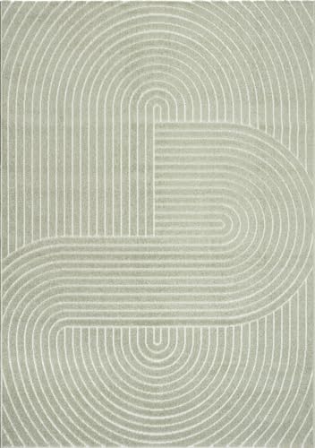 the carpet Santo Plus - Teppich für Wohnzimmer & Schlafzimmer, Hochwertig, Pflegeleicht & Langlebig, Modernes Design, auch für Outdoor geeignet, Grün, 120 x 160 cm