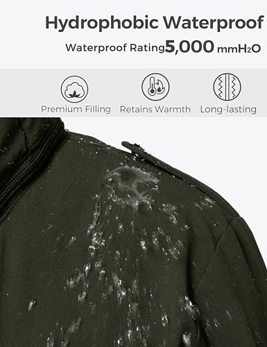 Wantdo Kurtka damska plus size zimowa ciepła parka, Zielony, 66-68 Plus