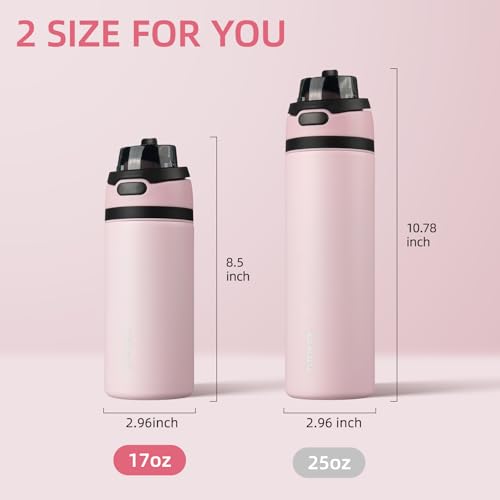 Image of BJPKPK 17oz Insulated Water Bottle with Straw Lid & Handle, Stainless Steel | Leak-Proof 2-in-1 Straw & Spout Lid, BPA-Free Vacuum Insulated Bottle Fits Cup Holders for Gym, Office, Travel & Outdoor