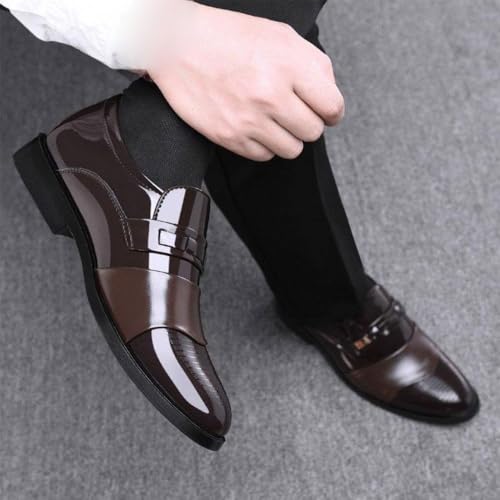 Men's Formal Oxford Shoes Evening Wedding Prom Leather Slip-on Wedding Anti-Slip Non Slip Rubber Sole Block Heel Shoe Plain Toe2