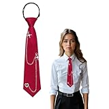GHTIYLP Ties for Women, Black Womens Tie Pre Tied Punk Skinny Tie for Shirts Uniform (red-star)