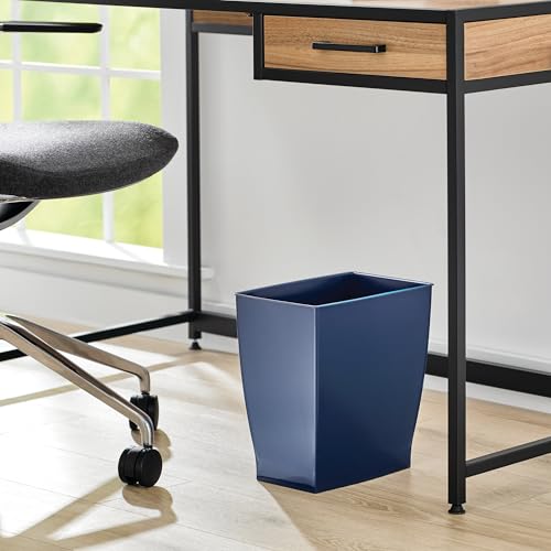 iDesign Small Plastic Bathroom Trash Can, Slim Rectangle Garbage Bin for Bedroom, Office, Dorm, Navy Blue by iDesign - Image 5